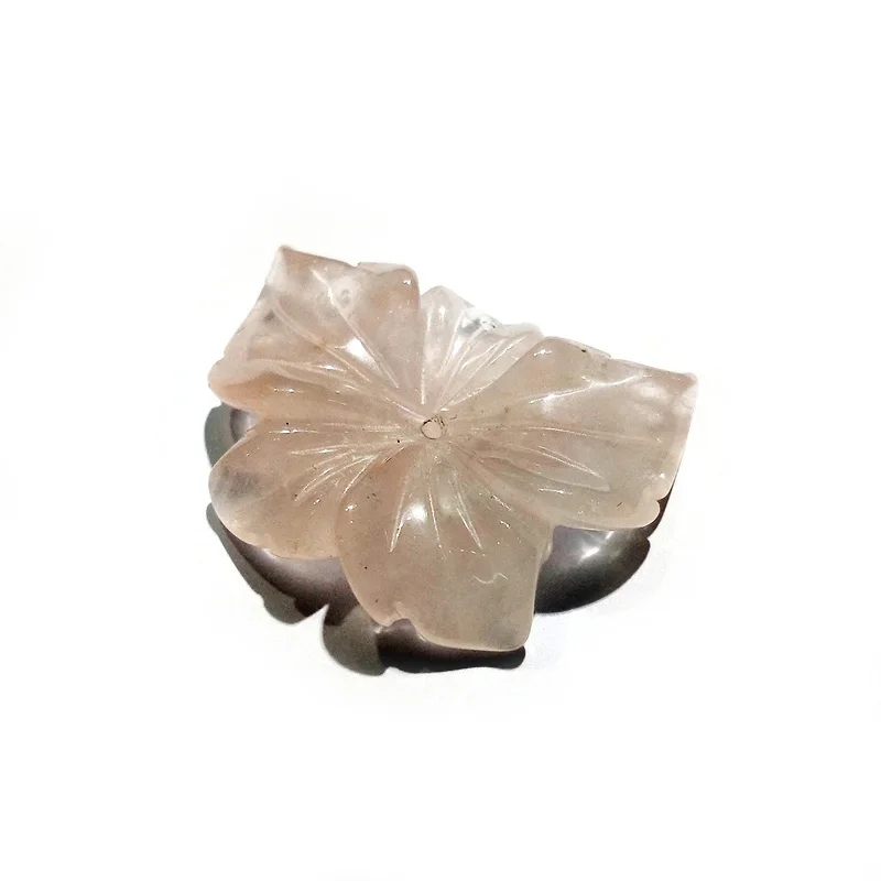 

Natural Hand Made Carve Flower Gemstone Pendant Wholesale Crystal Pink Quartz Carving Engrave Jewellery Jewelry, Multi color