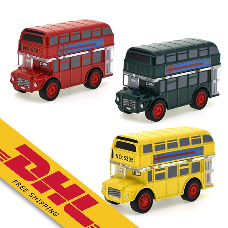 

Pullback Alloy Double Deck Bus Car Toys Model Toys for Children London City School bus Baby Gift Brinquedos Vehicle, Yellow/red/green