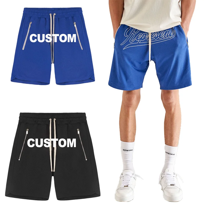 

Embroidered Custom Men Sport Wear Shorts Summer Pants Casual Set T Shirts Football Basketball Gym Mesh Shorts Sport Men Boys, Custom color