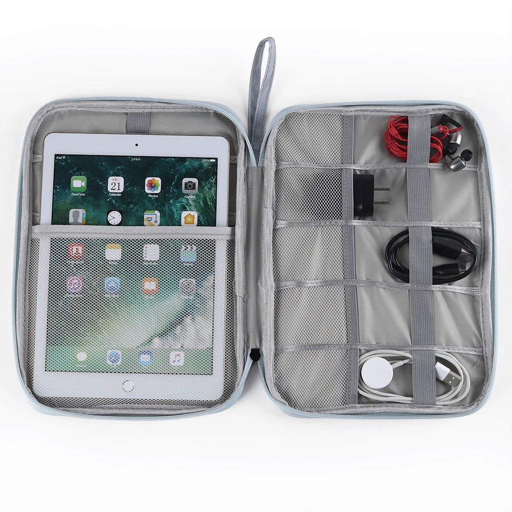 

Ready Stock Low MOQ Large Capacity Wholesale Tablet Sleeve Folio Phone Tech Organizer Tech Storage Bag Leather