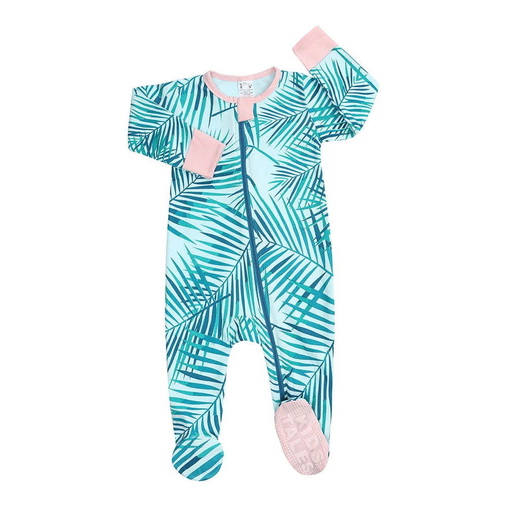 

Baby footie pajamas cotton bodysuit newborn boy jumpsuit long sleeve baby girl zipper romper infant sleeper, As picture