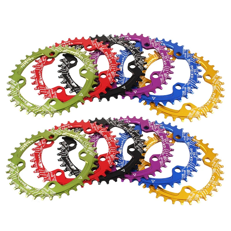 

30 32 34 36 38 40 42T Chainwheel 104bcd Round Oval Narrow Wide Single Bike Chain ring Fit To Shimano, Black/blue/red/golden/purple/green