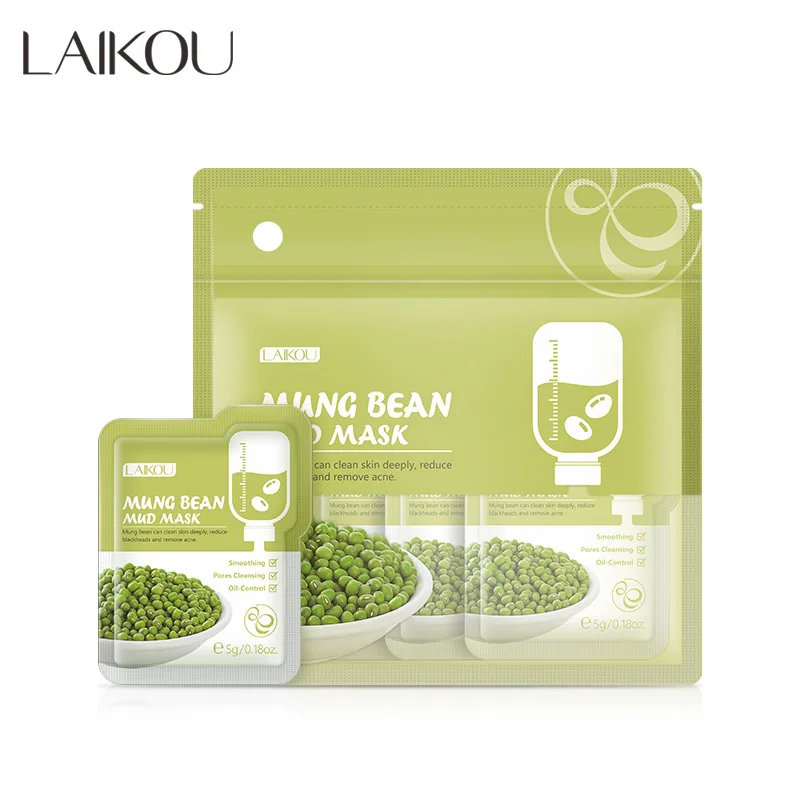 

Wholesale laikou deep pores cleansing smoothing oil control natural mung bean mud mask beauty skin care