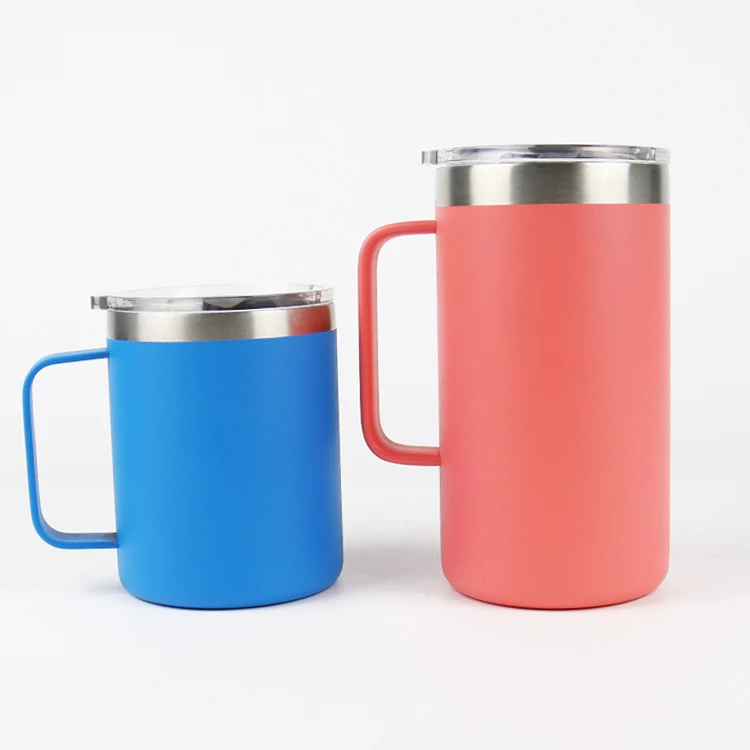 

12oz 24oz Vacuum Insulated Travel Mug 18/8 Stainless Steel Mugs Double Wall Thermal Coffee Mug With Magnetic Slip Lid and Handle, Many colors option or customized color
