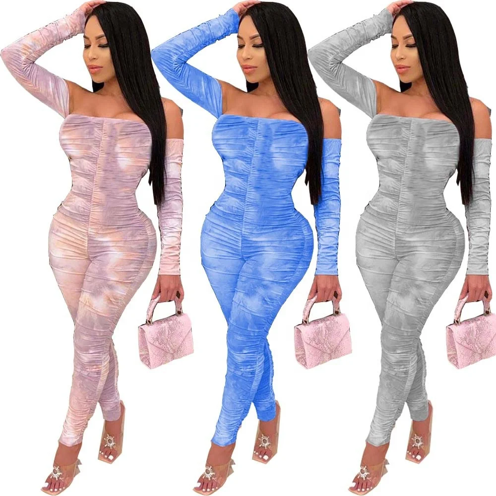 

CTN Best Design Sexy Off The Shoulder Draped Top And Pants 2 Pcs Track Suit Outfits Two Piece Set Women Clothing