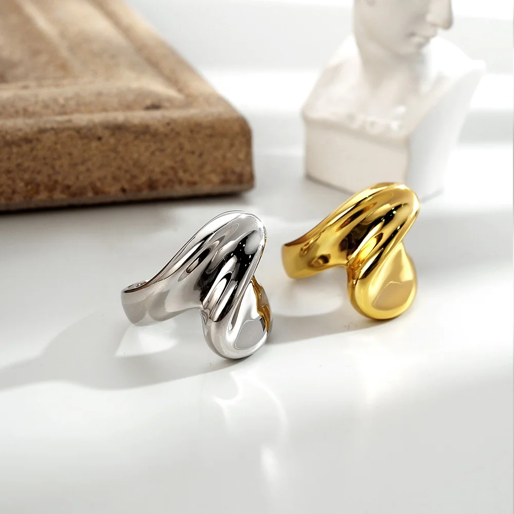 

Icebela S925 Sterling Silver 18k Gold Plated Waterproof Fashion Jewelry Wave Skirt's Hemline Ring For Women