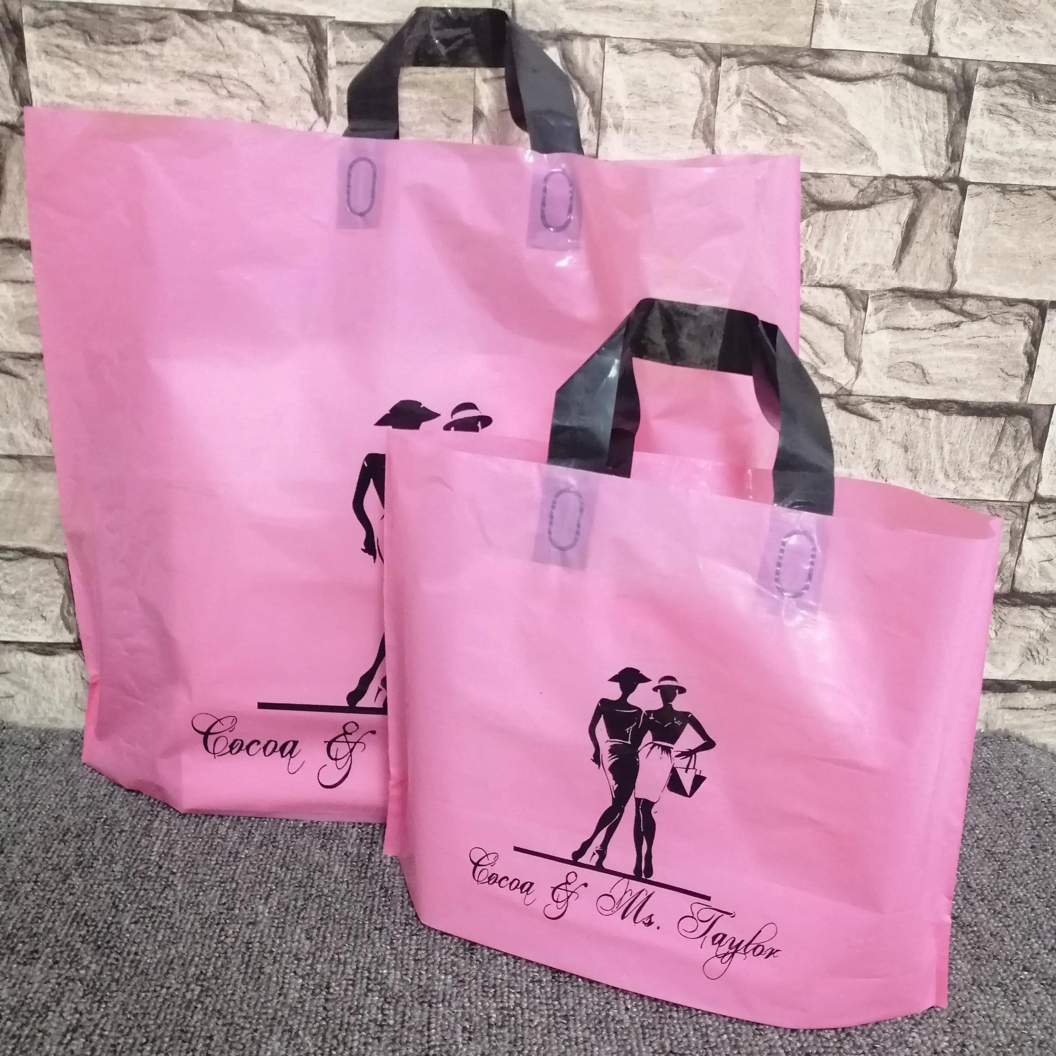 

Custom With Own Logo Biodegradable PE Plastic Shopping Bag With Handle