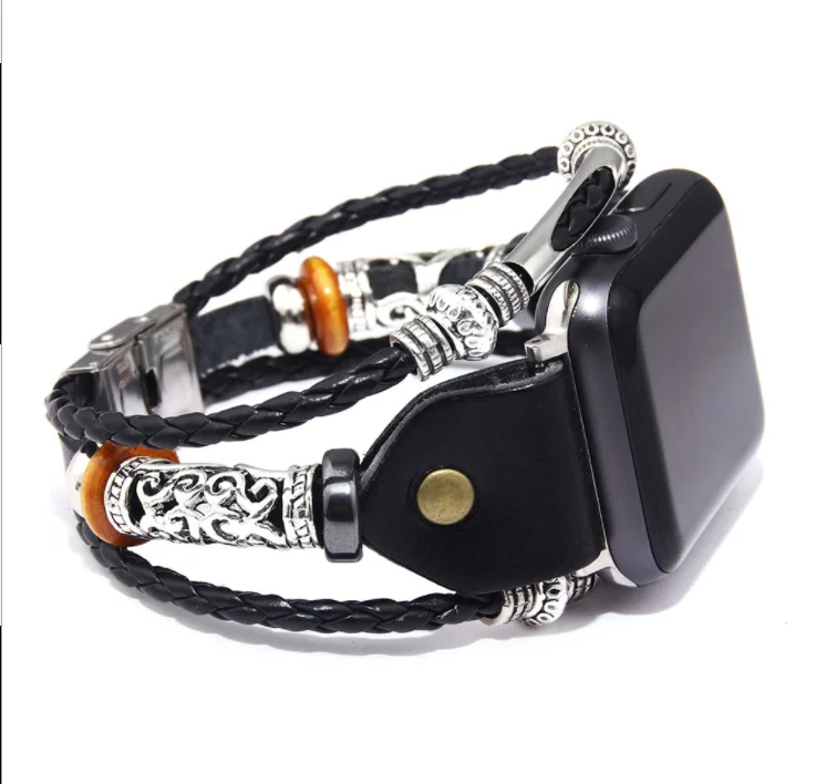 

wholesale smart watch leather bracelet strap and stainless steel buckle hand catenary