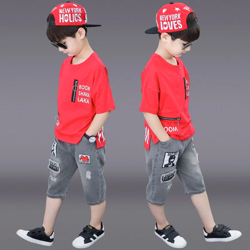 

2021 New Design High Quality Short Sleeve Cartoon Children Summer Suit Kids Boy Short Sleeve T-shirt Shorts 2 Piece Clothing Set