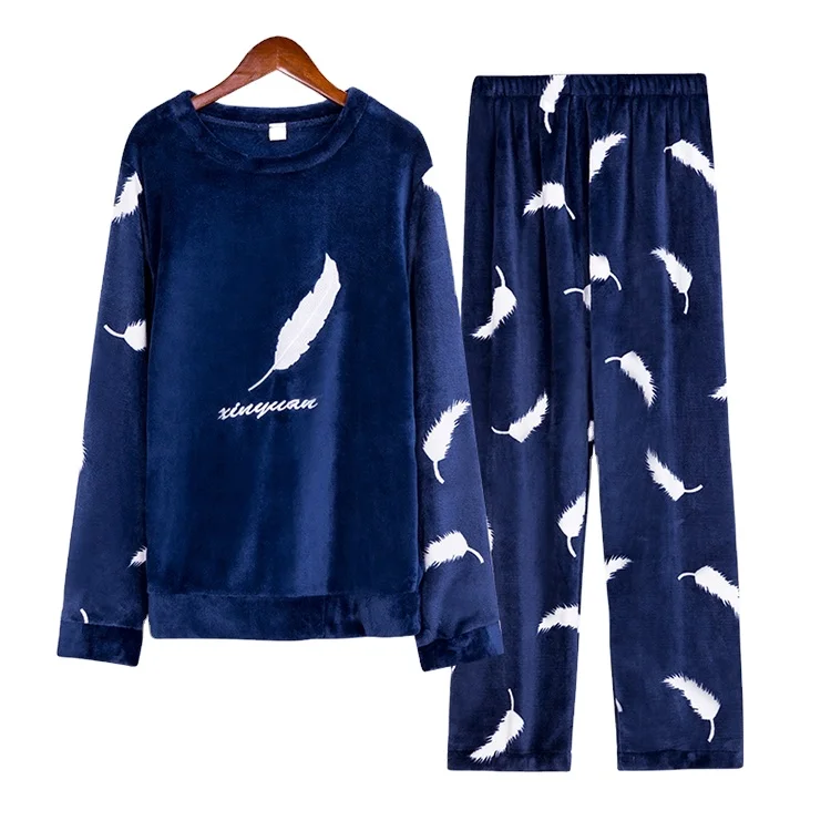 

Wholesale Pajamas Men Warm Winter Sleep Pyjamas Sets Flannel Male Sleepwear