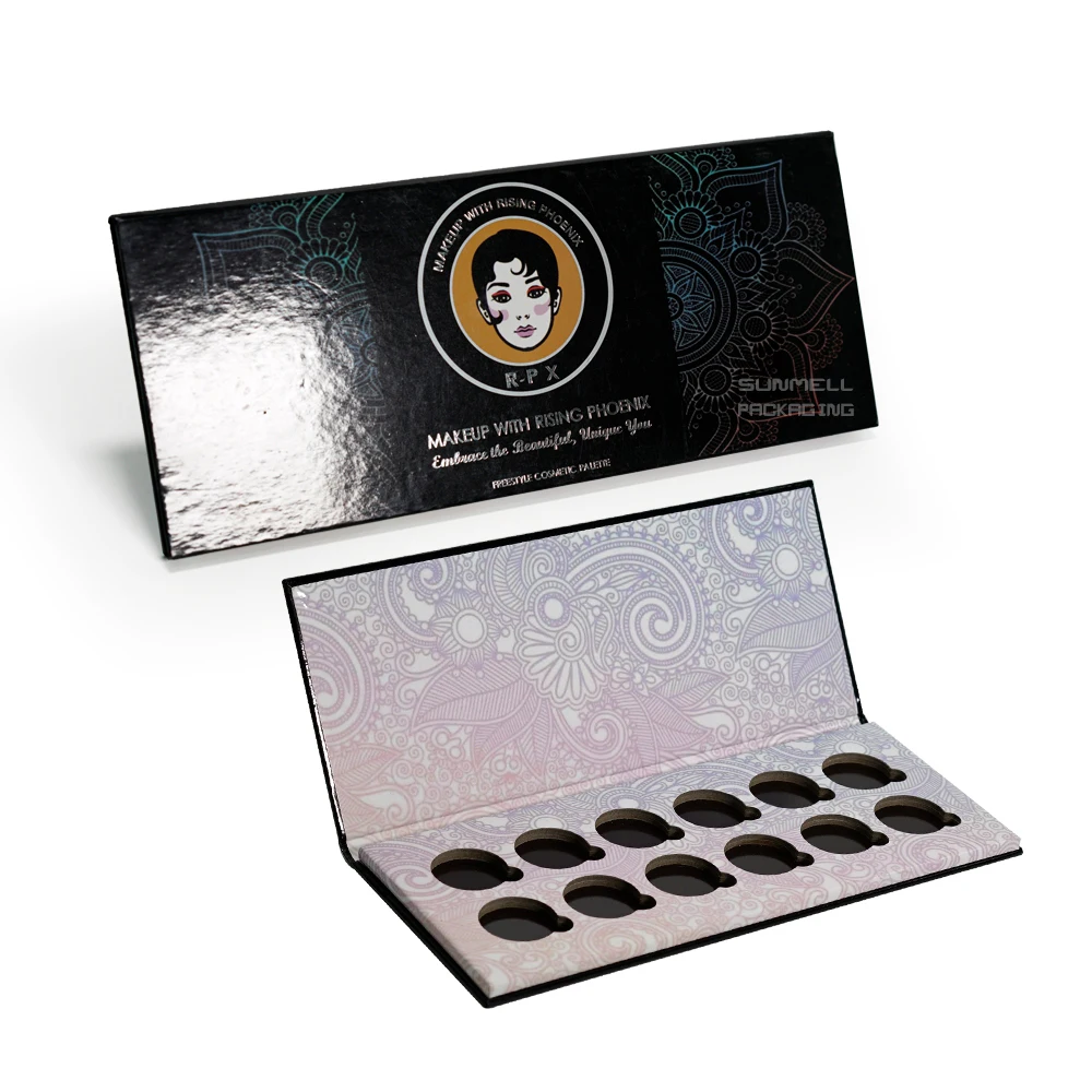 
empty custom logo changeable magnetic cardboard makeup eyeshadow palette packaging 