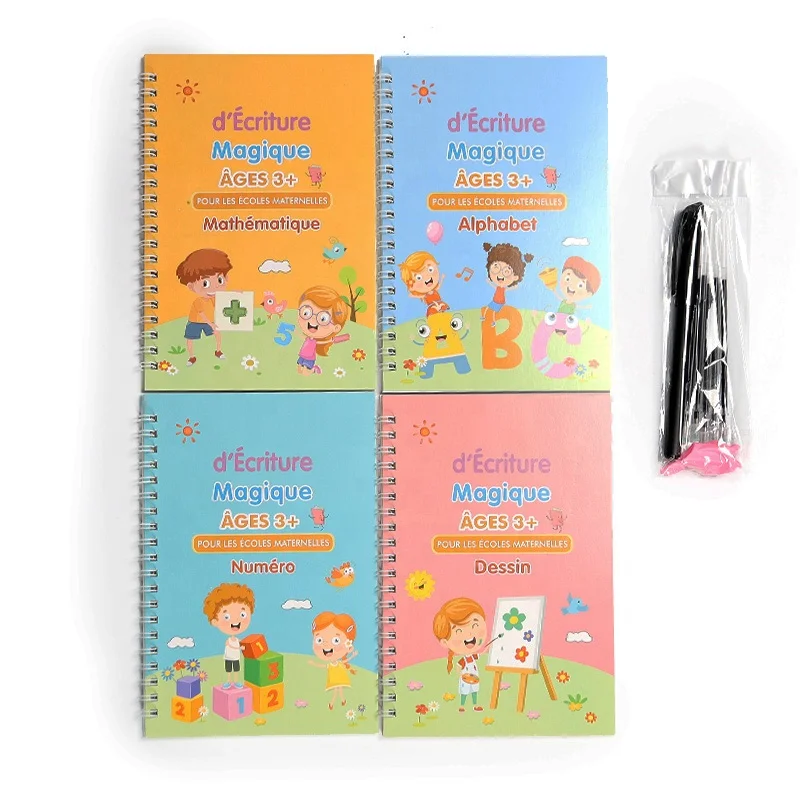 

Ready to Ship French Sank Magic Copybook 4pcs/ set Practice Copybook for Kindergartner