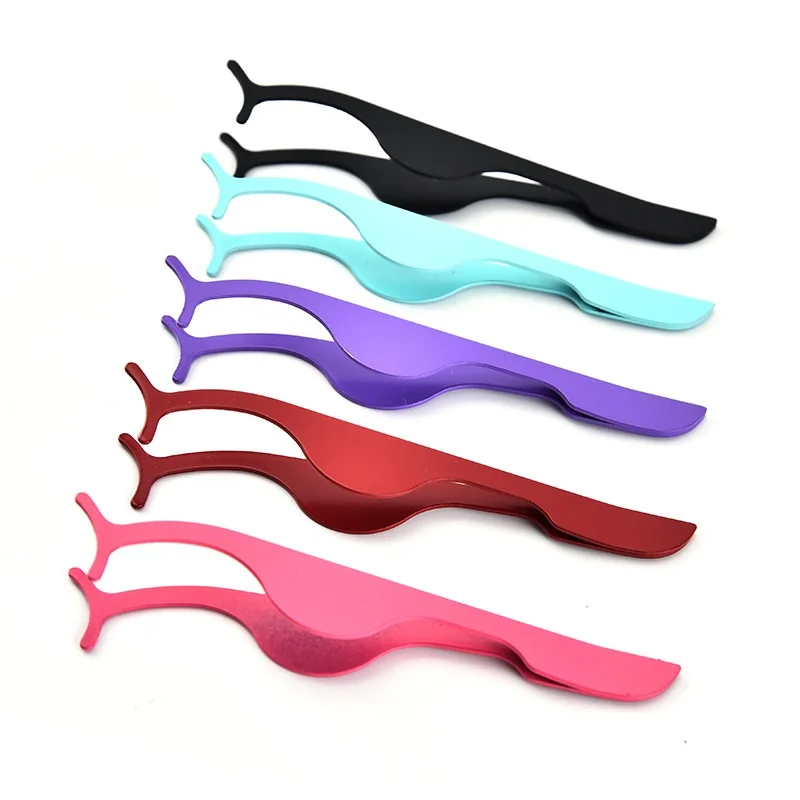 

New Product Stainless Steel Pink Red Black Cosmetic False Eyelash Tweezers Private Label Lashes Applicator