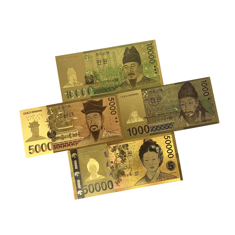 

NEW KRW 50000 won 24k gold foil banknote non fade 1000 Korean money for souvenir Gold foil plating collection gift