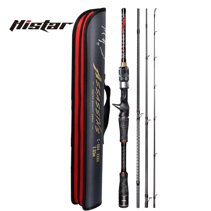 

Histar Assassins 4 Sections Portable Full Carbon Fast Action 1.68m to 2.44m Spinning and Casting Type Travel Fishing Rod
