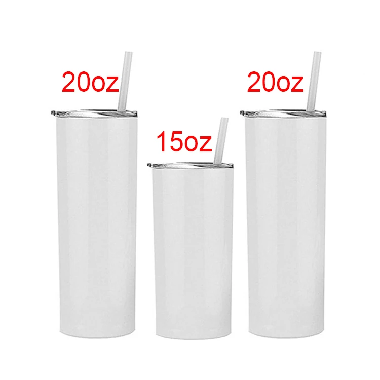 

DIY Double walled  15oz White Heat Pressing straight Skinny tumbler stainless steel blanks sublimation cup For Drinking