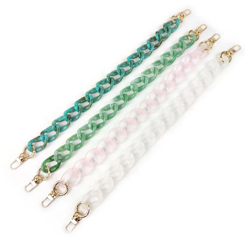 

Meetee B-C084 Fashion Candy Color Acrylic Bag Chain Lady Handbag Plastic Carrying Handle with Resin Thick Chain Bags Accessories, White/pink/blue/green