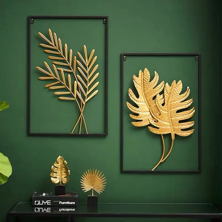 

Logo Plants Hanging Leaf wall decoration three-dimensional ornaments Wall mount Home Decoration Wrought metal wall hanging