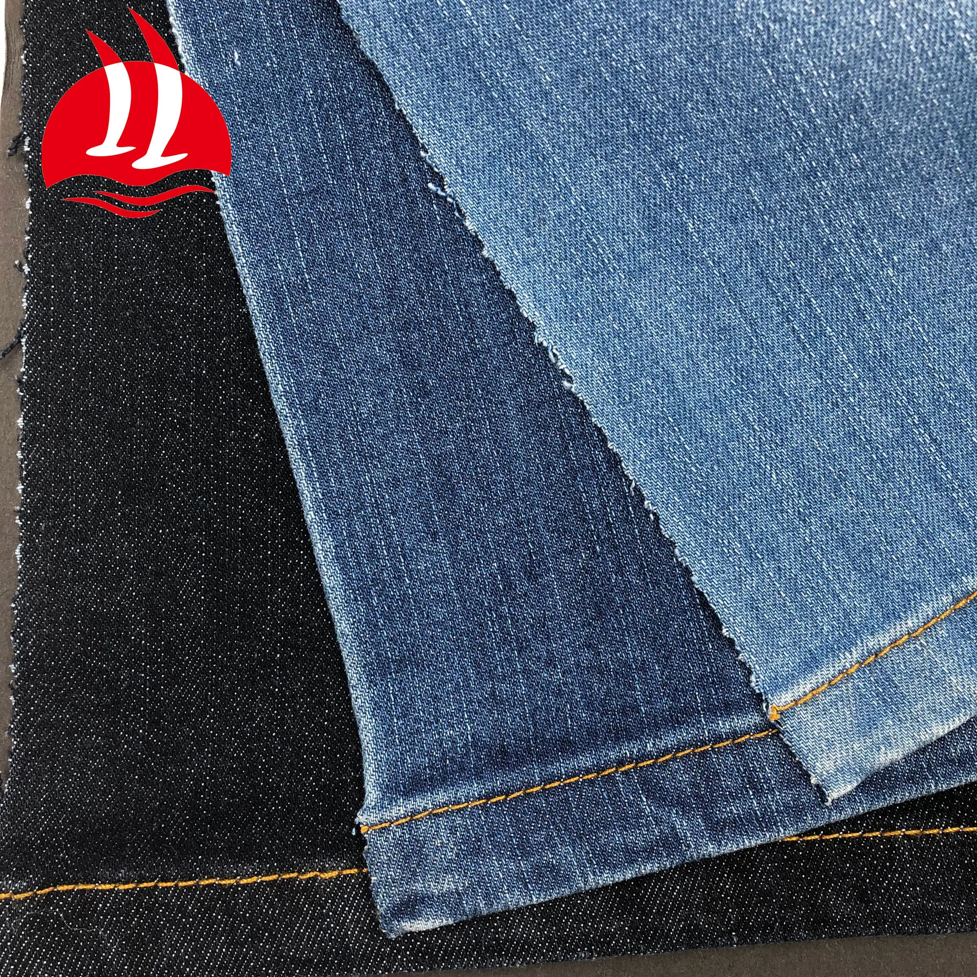 Hot Sale 10.5oz Cotton Polyester Spandex Stretch Washed Denim Fabric
