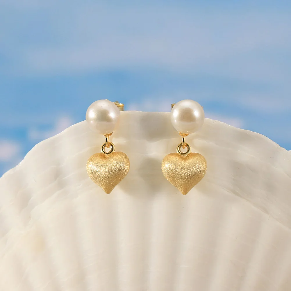 BGPE100 RINNTIN 925 Sterling Silver 14K Gold Plated Freshwater Pearl Earrings Jewelry for Women