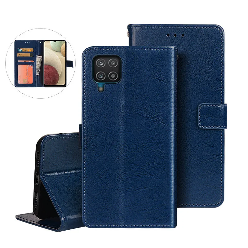 

Luxury Soft Matte Silicon Tpu Funda Flip Wallet Casing With Card Slots Pu Leather Case For Samsung Galaxy A12 Mobile Back Covers, As picture shows