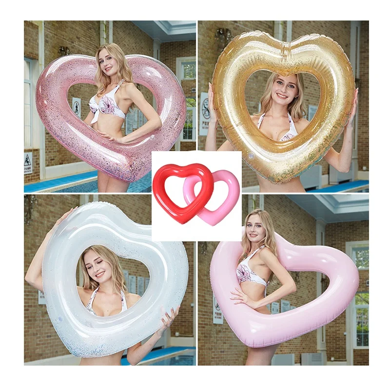 

Heart Pool Float Drink Inflatable Pool Float Air Mattress Adult Swimming Ring Inflatable Floating Row Life Water for Woman Girls, Custom color