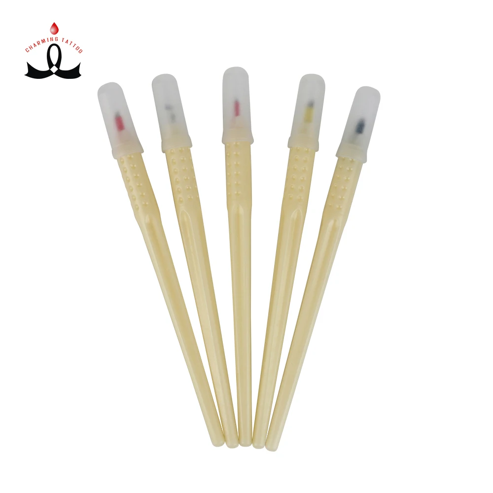 

Charming Tattoo Microbalding Tattoo Supplier Direct Disposable Microblading Tattoo Eyebrow Pen With #18U Blade, White