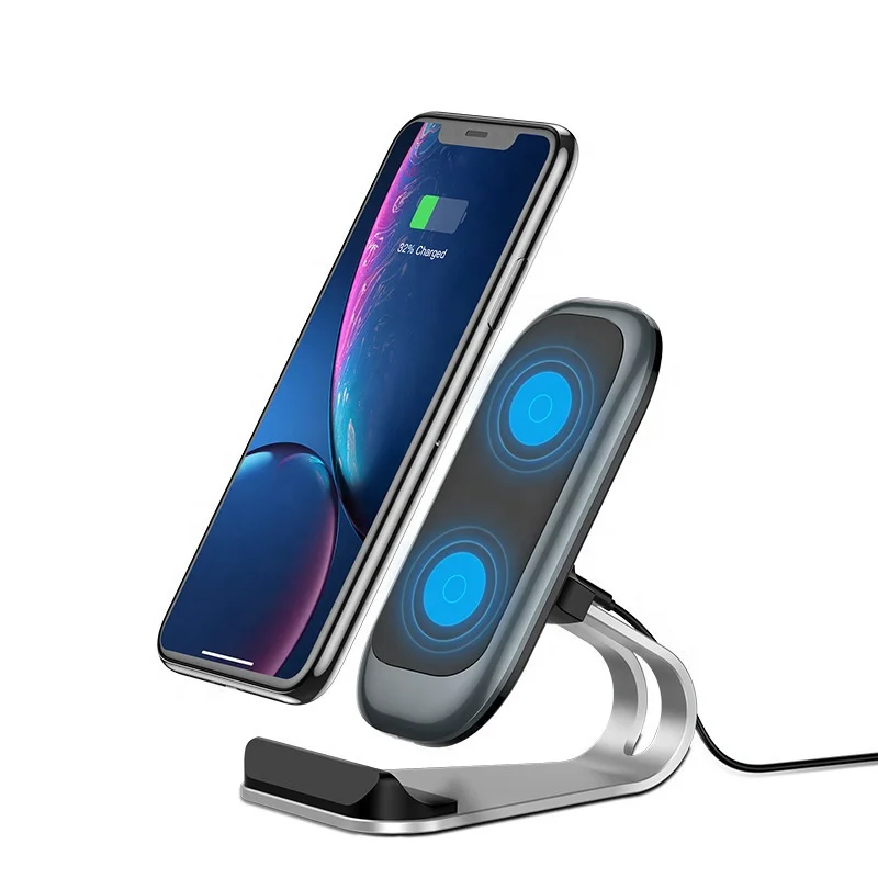 

Hot selling desktop wireless phone holder 3 in 1 desktop wireless charger, Black/silver/blue