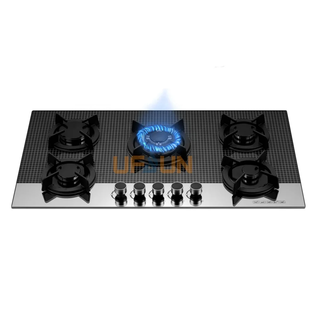 
China market easy cleaning 90cm 5 burners hotplate induction style Easy to operate 5 burner table top gas stove 