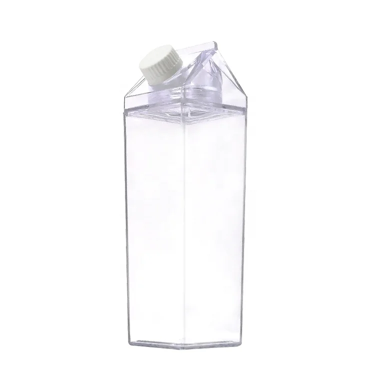

BPA Free Plastic Clear Transparent Milk Carton Water Bottle Acrylic Milk Box Tumbler Cups eco friendly