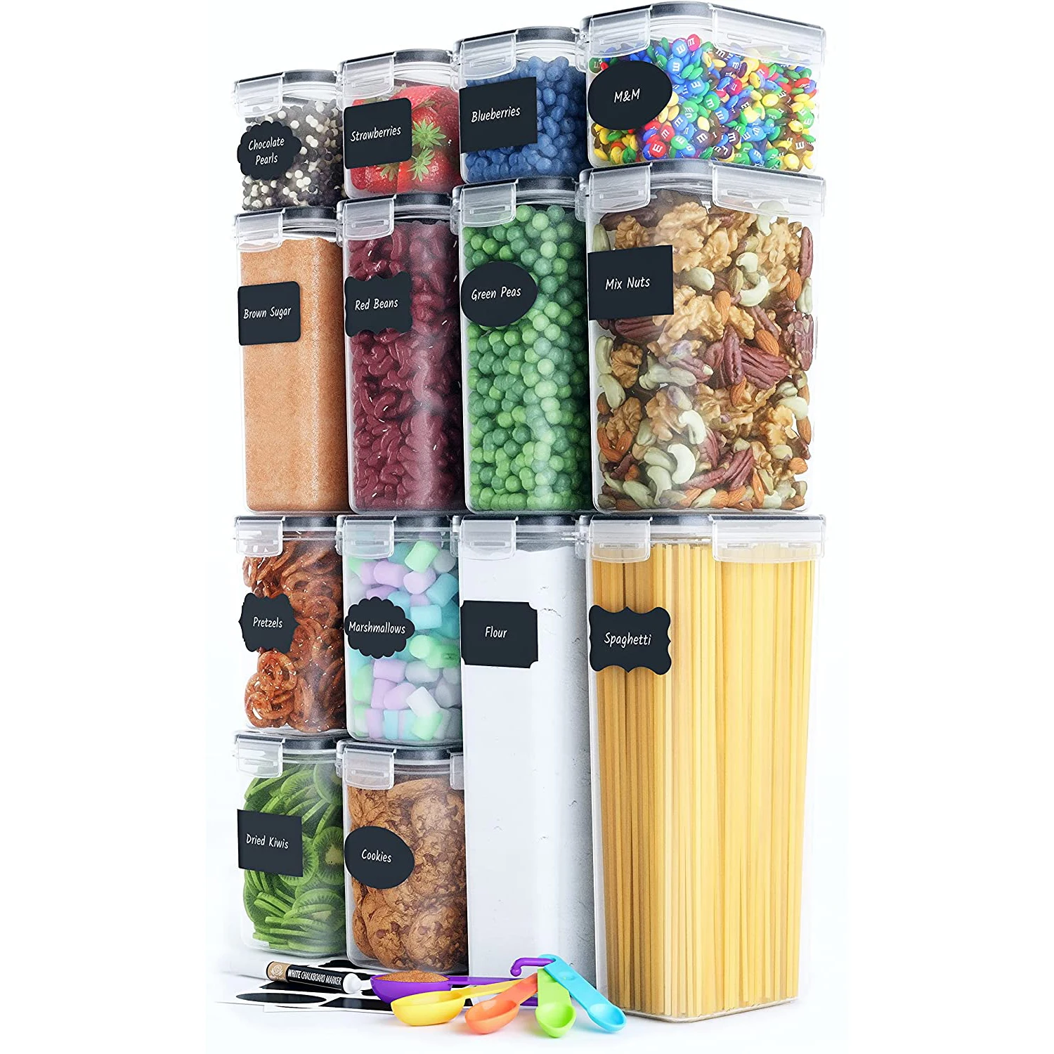 

Food Storage Containers Set - Kitchen Pantry Organization and Storage, BPA-Free, Plastic Canisters with Durable Lids