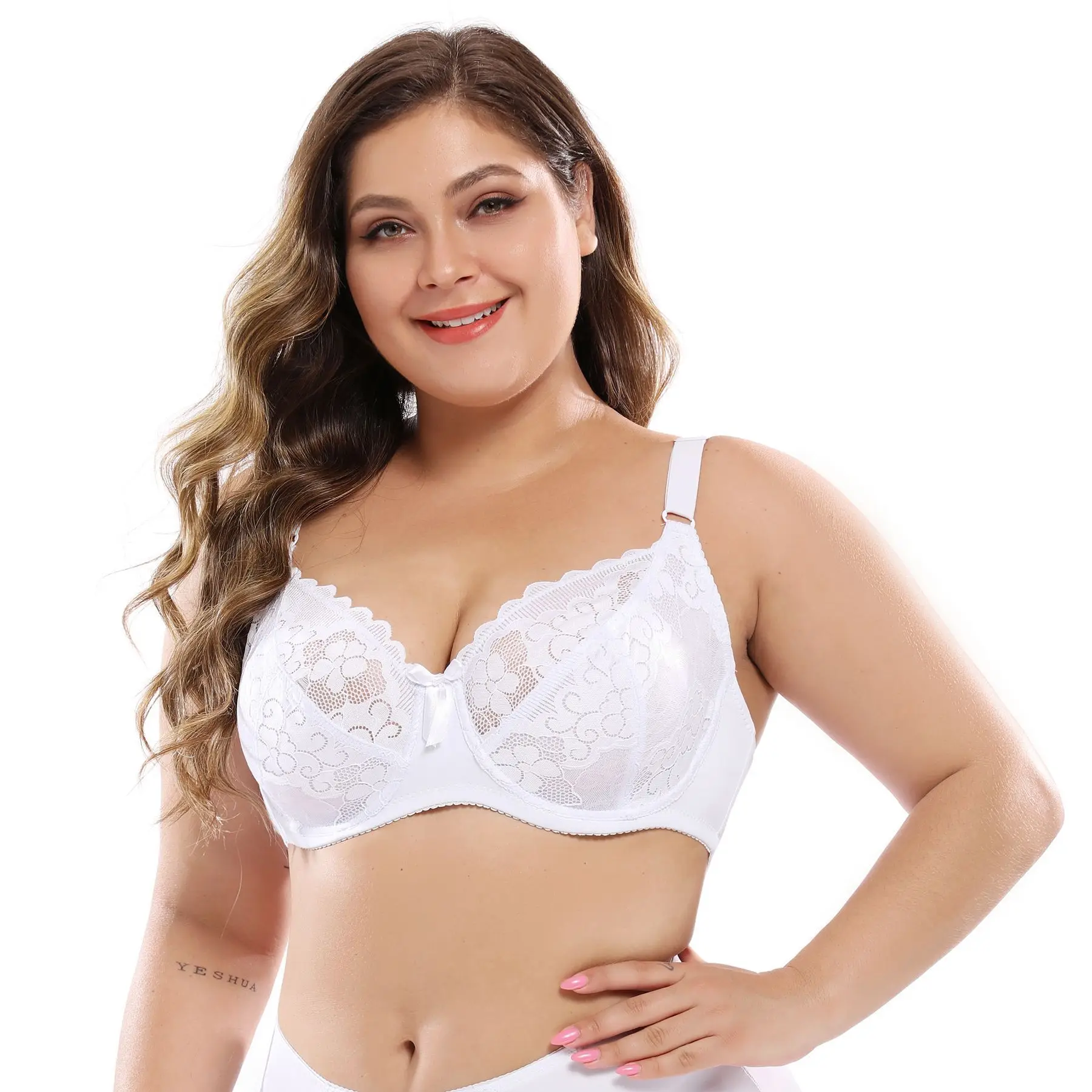 

2021 adjustable fat m large size bra europe d e large cup lace thin big cup bra underwire Lace plus-size bra For Fat Women, Black,white,red,dark blue,cameo brown,cream-coloured