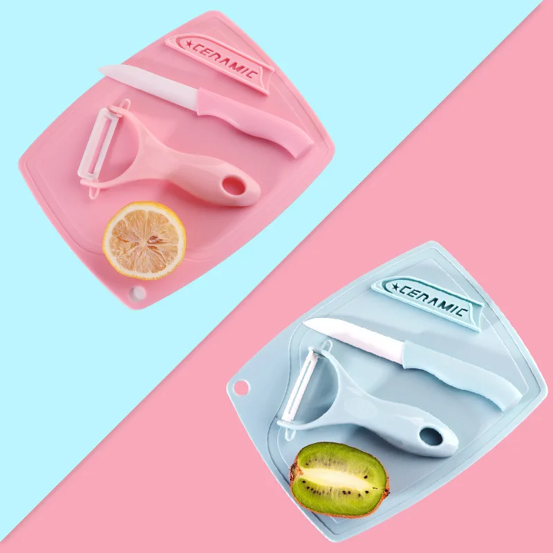Colorful Kitchen Mini Ceramic Plastic Paring Vegetable and Fruit Knife Sets