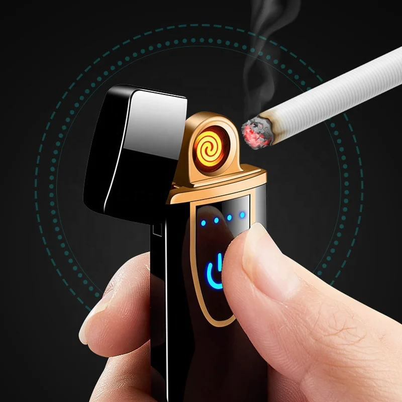 

Ultra thin fingerprint touch usb lighter with double sided heating coin lighter ,windproof cigarette electronic lighter