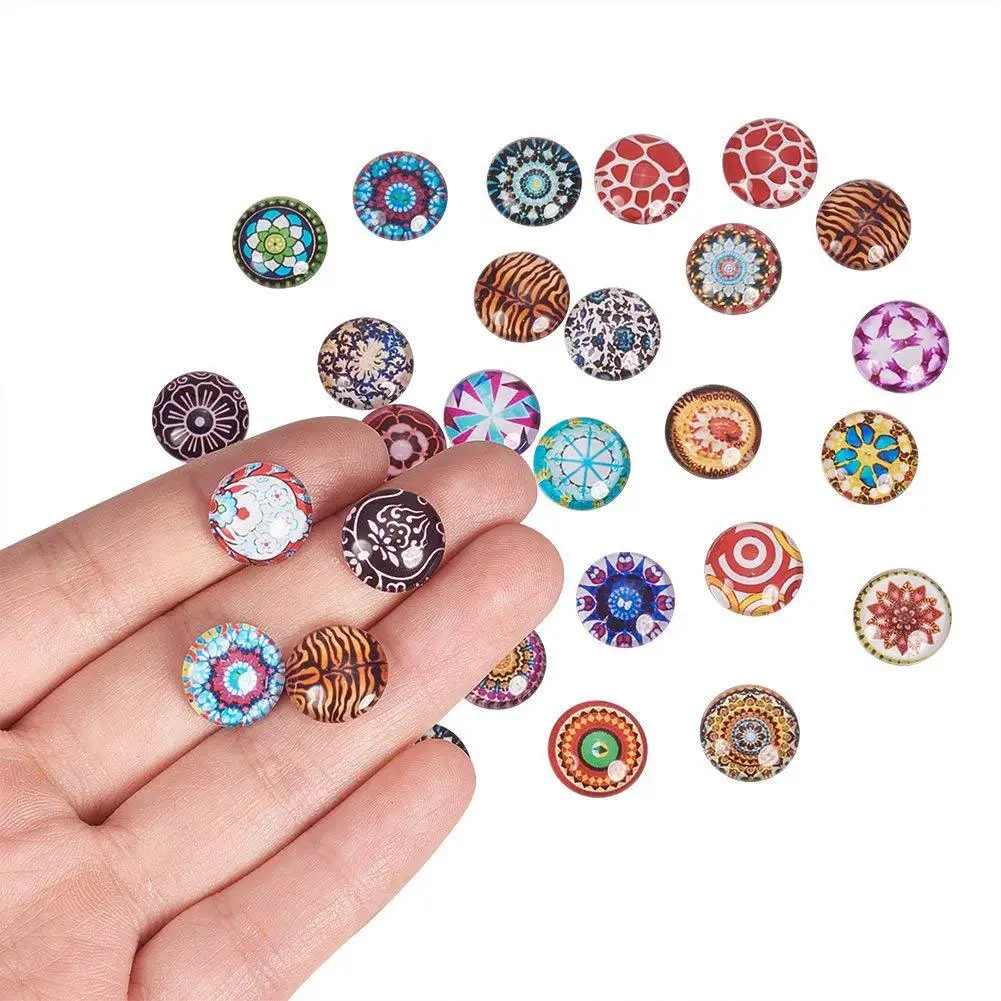 

LINKED 200pcs/lot 12mm Mixed Color Mosaic Series Nonporous Glass Patch For Jewelry Making Diy Handmade Patch Accessories