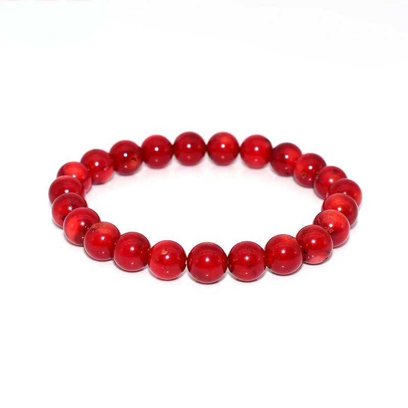 

Wholesale Price 6/8mm Natural Red Coral Bracelet For Women Men