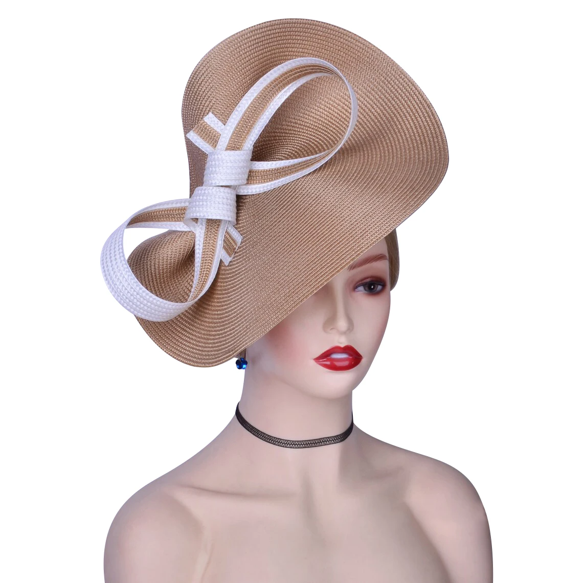 

Newest Premium Fascinator Kentucky Derby Hat Straw Wedding Photography Hat for Women Ladies