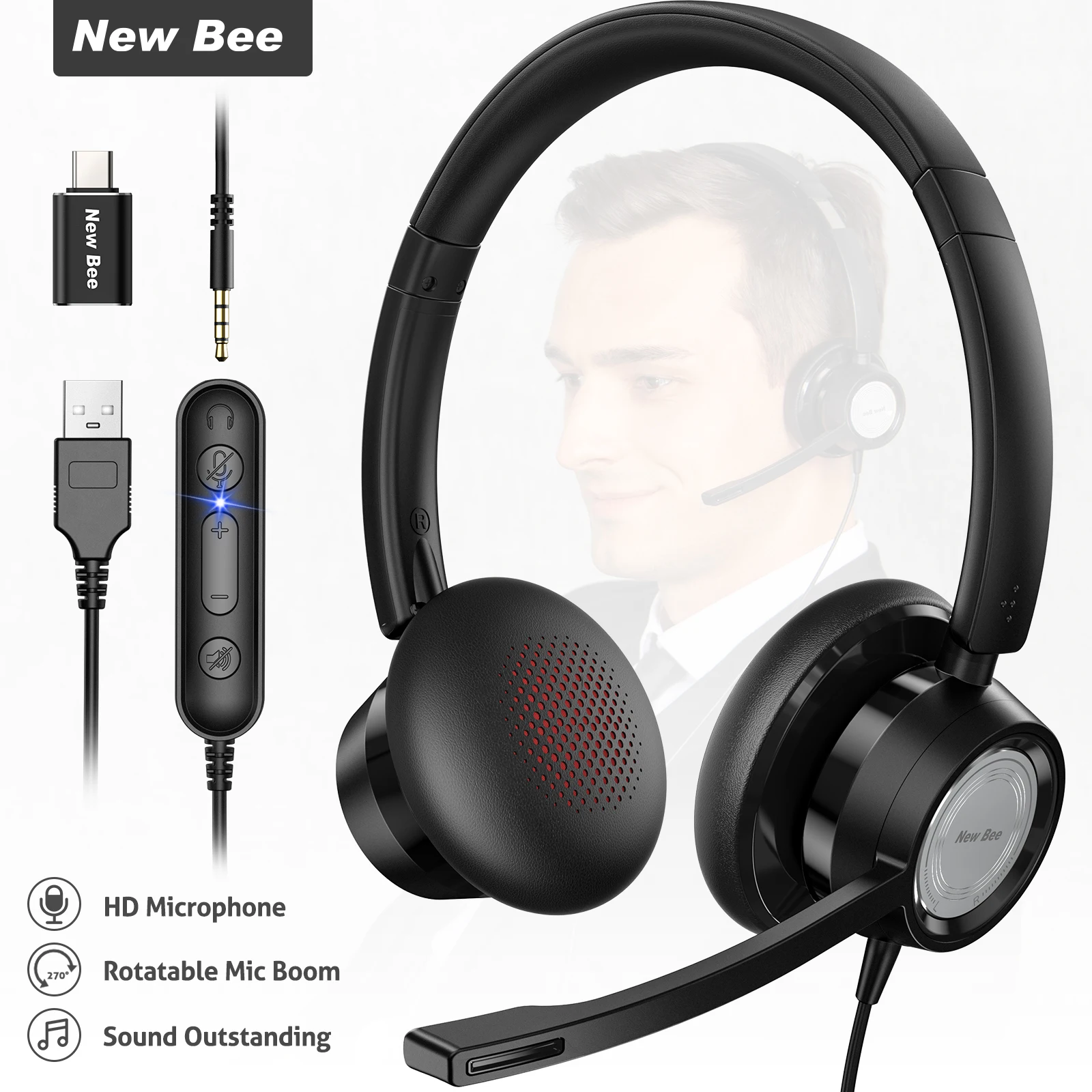 

Wholesale Prices Cheapest Online New Bee H362 Gamer Earphones Studio Anc Wire Gaming Headset Headphones for Call Center