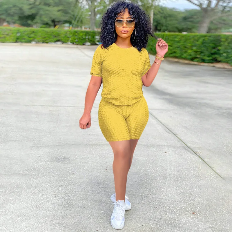 

Sporty Blank Top With Short Pants Sets Yoga Summer Two Piece Outfits For Women Fitness Short Set -PT, Multi colors