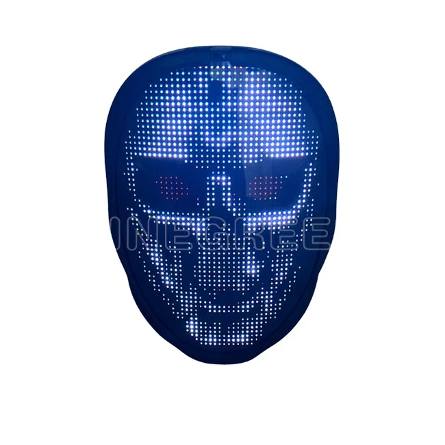 2020 New USB Rechargeable PVC Full Face Light-Up App Control Party Mask