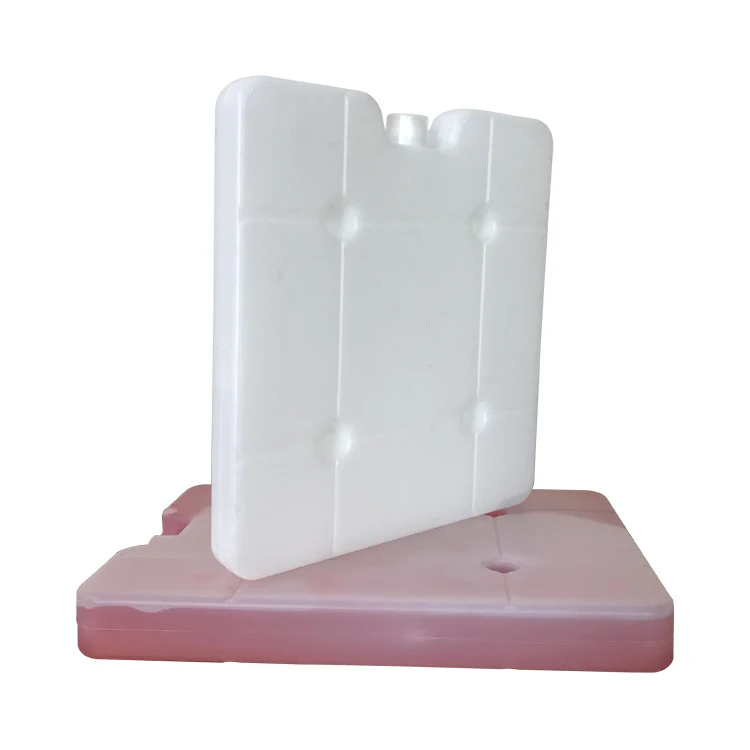

400g18.5*16.5*2cm Freezer Block Cooling Gel Ice Brick Reusable For Cooler Bag Hard Shell Plastic Thermal Food Embossed Logo, White, blue
