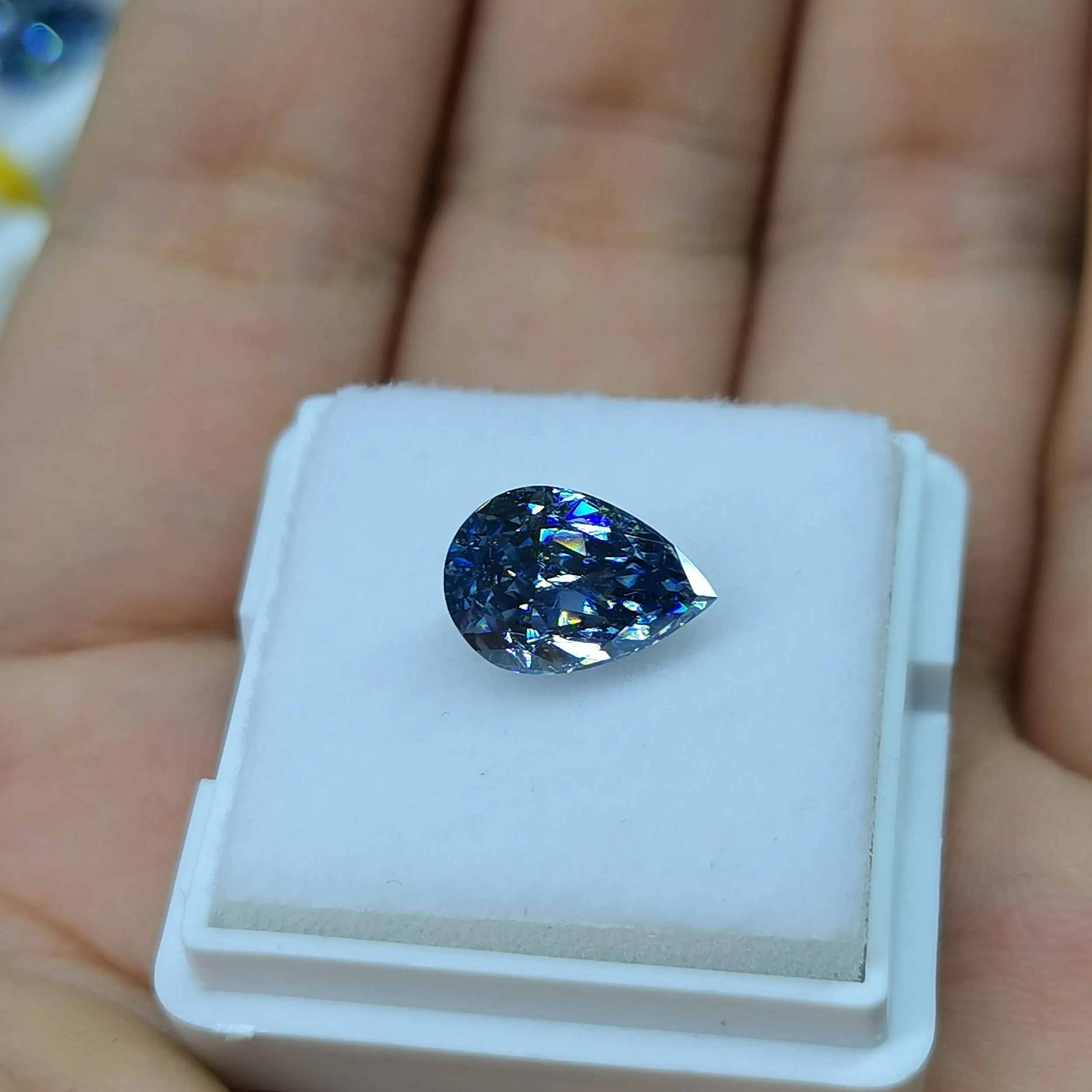 

7X10 Special Professional Manufacturer In Moissanite Supplier Hot Sale Fancy Vivid Blue Crushed Ice Pear Cut VVS1 Wholesale