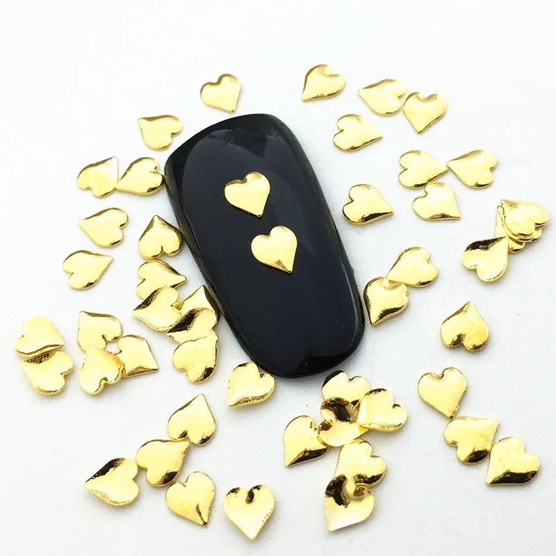

500pcs 4*4.5MM heart Metal Slices Nail Art craft DIY decal decoration silver /gold