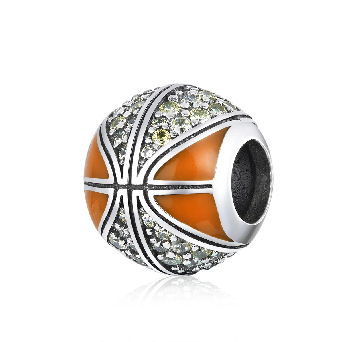 

Sterling Silver 925 CZ Paved Basketball Charm