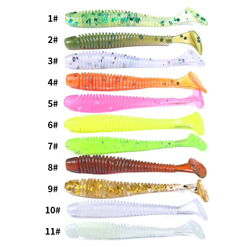 

HENGJIA 50pcs/bag T tail bass lure soft worm bait fishing lure, Choose