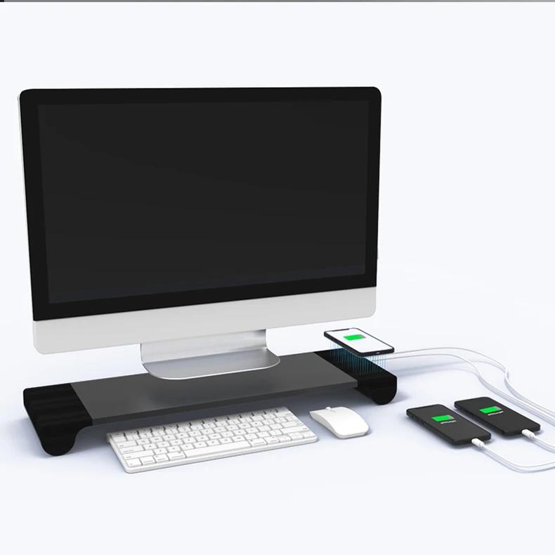 

new product ideas 2021 desktop bamboo multiple monitor stand for monitor metal monitor stand with drawers, White/black/wood/customize