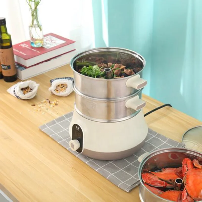 
Industrial 5 layers give steam in 15S PP plastic stainless steel electric mini steam cooking pot 