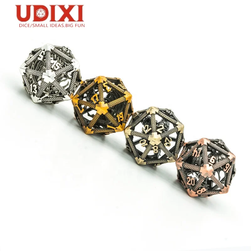 

Udixi Hollow Metal D20 d&d 20 sided Dice for Dungeons and Dragons RPG Dice, 4 color