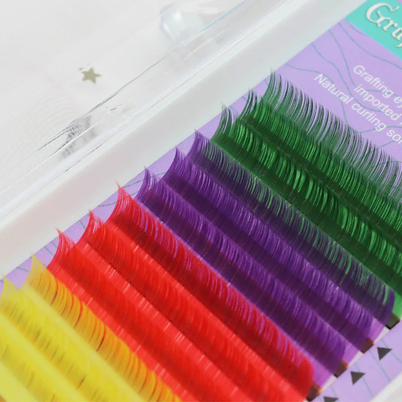 

Private Label Mixed Rainbow 8mm - 15mm 0.07 Volume Colored Eyelash Extensions Trays