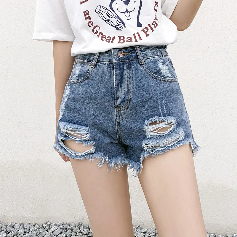 

Women's Denim Shorts Jeans Vintage High Waist Wide Leg Female fur-lined leg-openings Casual Summer Ladies Shorts Jeans For Women